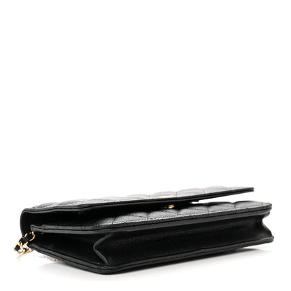 Chanel Caviar Quilted Wallet With Charms On Chain WOC Black 4 of 13