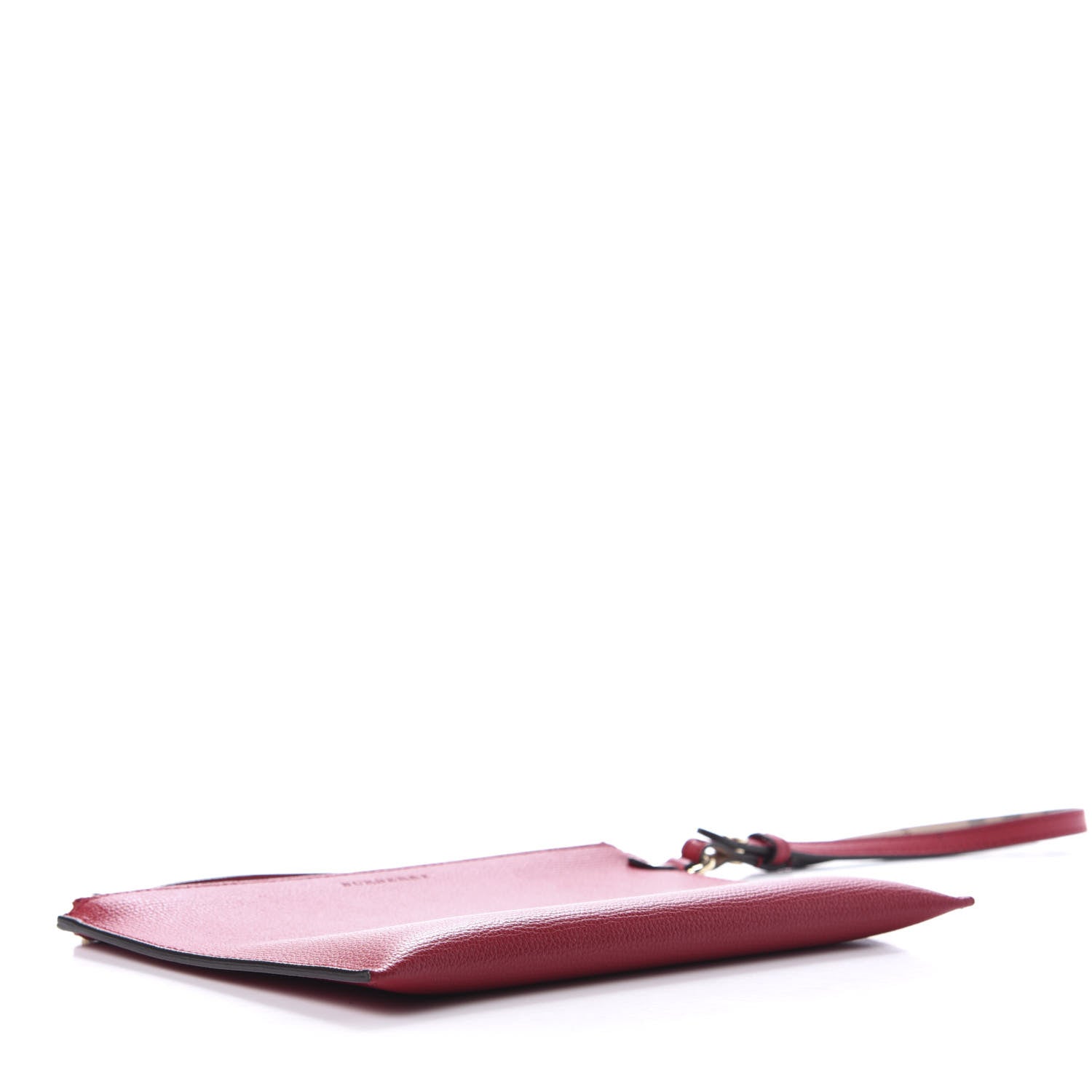 Burberry Grainy Calfskin Haymarket Check Zip Pouch Red 4 of 9
