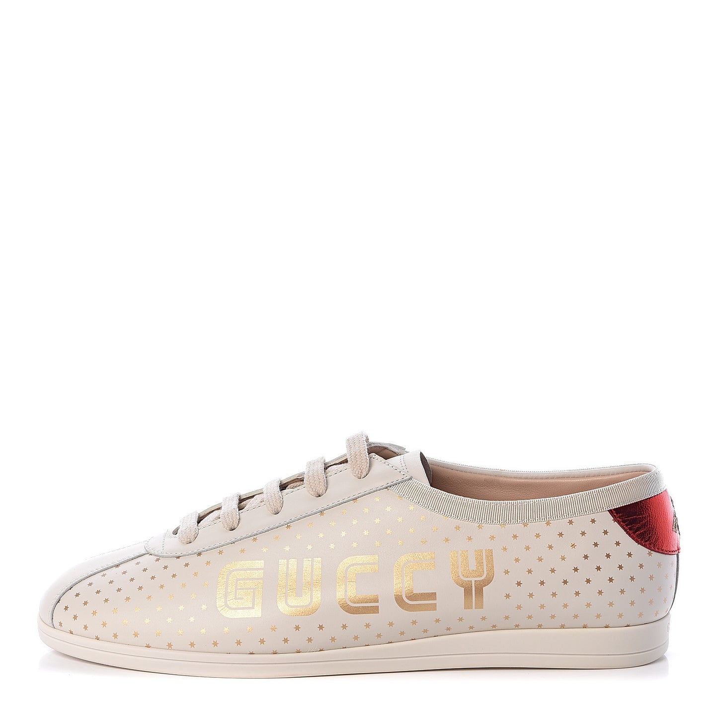 X SEGA Calfskin GUCCY Stars Womens Falacer Sneakers 42 White