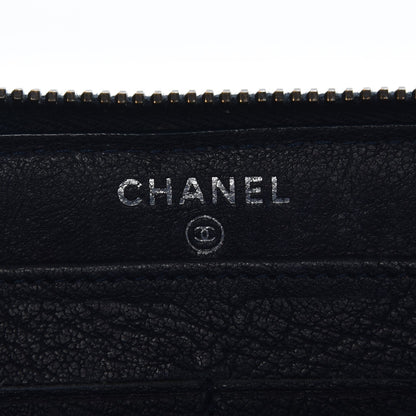 Chanel Crumpled Lambskin Studded Paris Dallas Zip Around Wallet Navy 6 of 8
