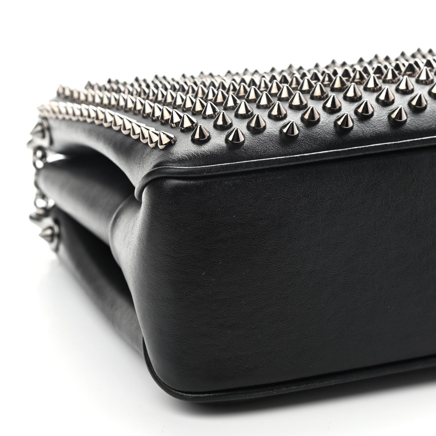 Christian Louboutin Calfskin Small Triloubi Paris Spikes Chain Bag Black 7 of 9