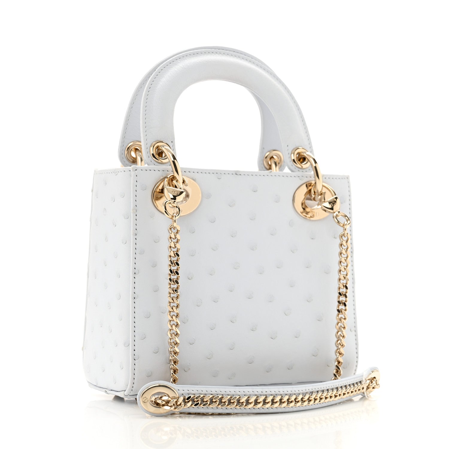 Christian Dior Ostrich Mini Lady Dior Light Blue 3 of 14