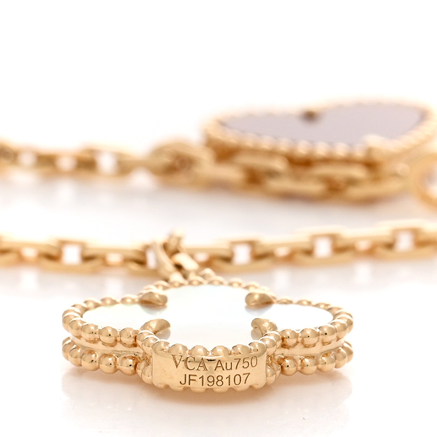 Van Cleef & Arpels 18K Yellow Gold Mother of Pearl Malachite Carnelian Tiger Eye 4 Motifs Lucky Alhambra Bracelet 3 of 4