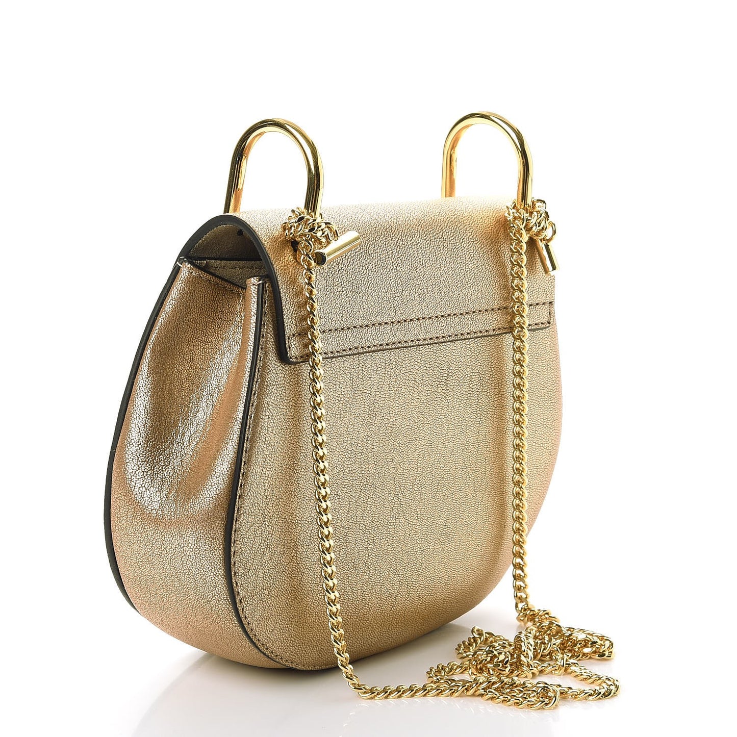 Metallic Goatskin Mini Drew Shoulder Bag Abstract Gold
