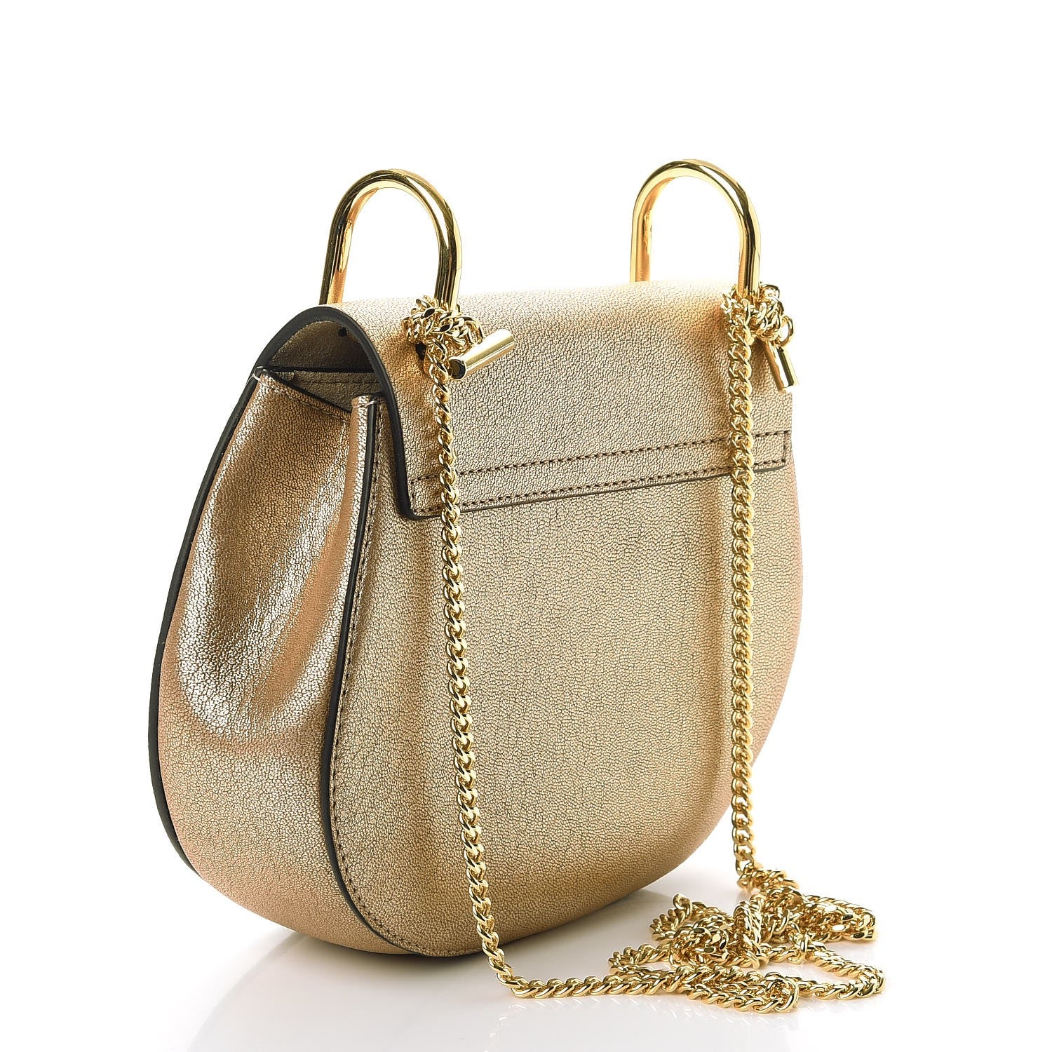 Chloe Metallic Goatskin Mini Drew Shoulder Bag Abstract Gold 3 of 7