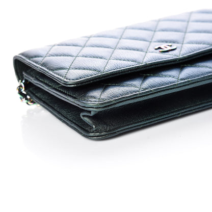 Chanel Iridescent Goatskin Quilted Wallet On Chain WOC Green 5 of 13