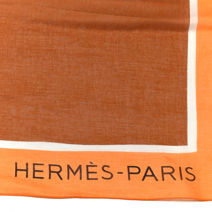 Hermes Cotton Escale A La Plage Beach Pareo Orange Ocre 2 of 3