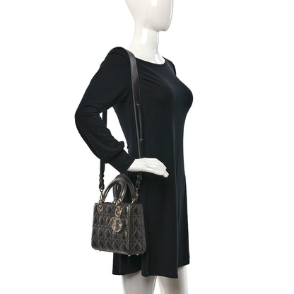 Christian Dior Metallic Grained Calfskin Cannage My ABCDior Lady Dior Gunmetal 2 of 8