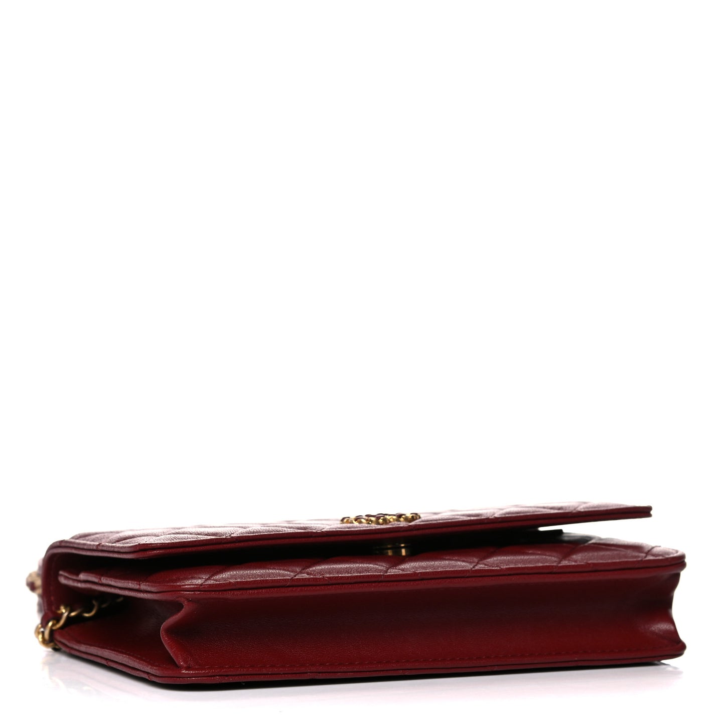 Lambskin Quilted Infinity Wallet On Chain WOC Burgundy