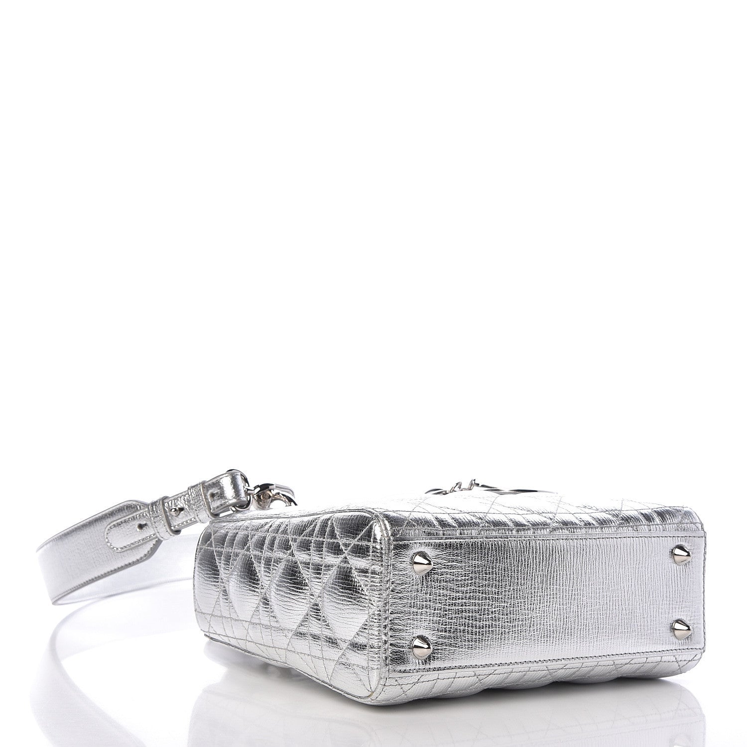 Christian Dior Metallic Grained Calfskin Cannage Small Lucky Badges My Lady Dior Silver 4 of 12