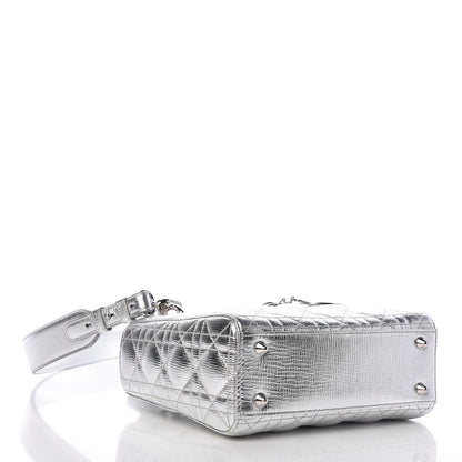 Christian Dior Metallic Grained Calfskin Cannage Small Lucky Badges My Lady Dior Silver 4 of 12