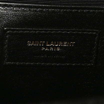 Saint Laurent Grain De Poudre Textured Mixed Matelasse Triquilt Medium Monogram Satchel Black 6 of 9