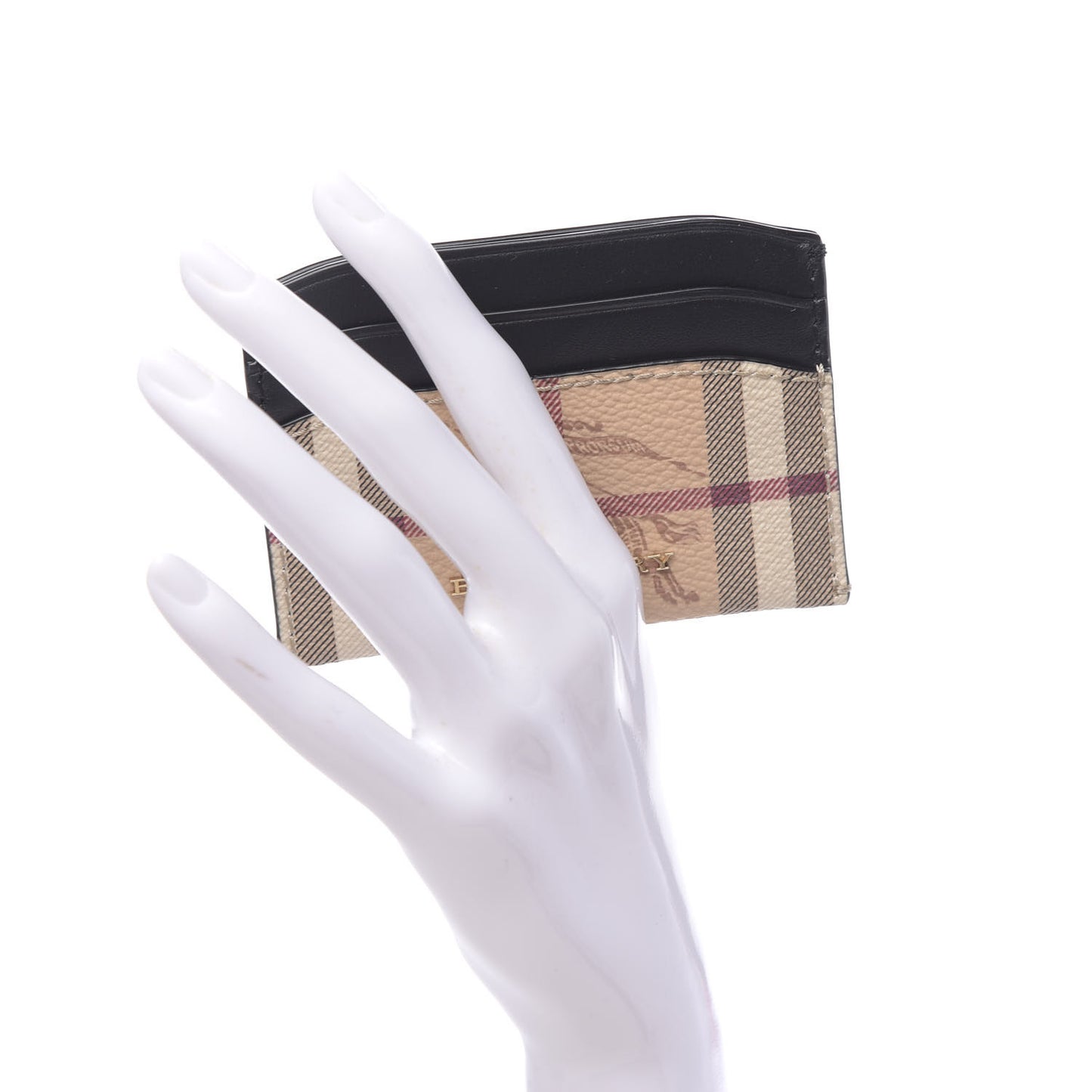Soft Grain Calfskin Haymarket Check Izzy Card Case Black