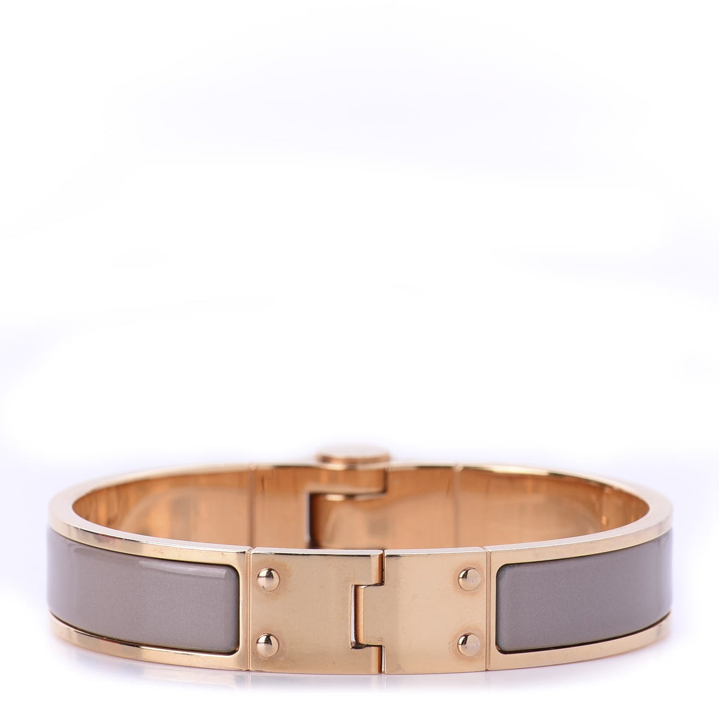 Enamel Charniere Uni Narrow Hinged Bracelet S Marron Glace