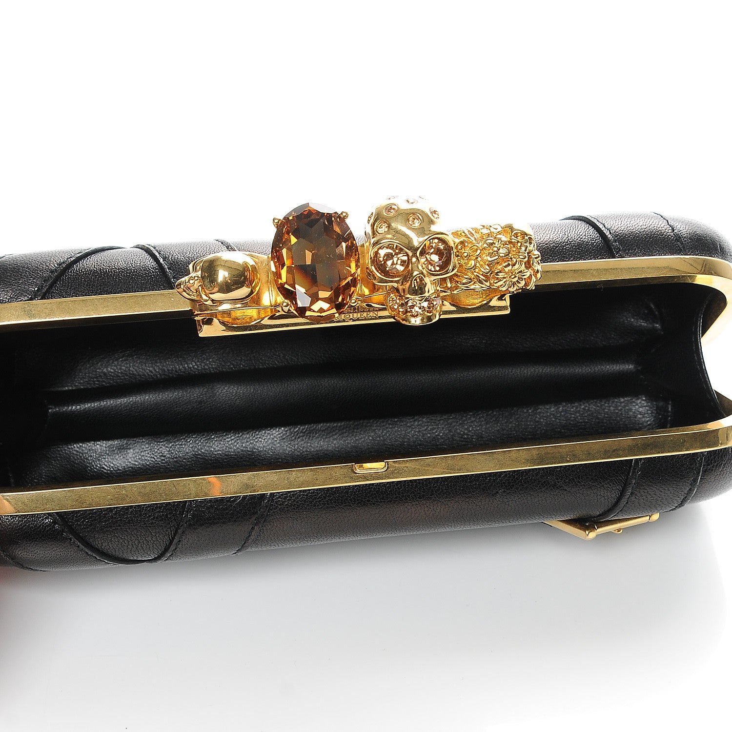 Alexander McQueen Nappa Buckle Skull Knuckle Box Clutch Black 5 of 7