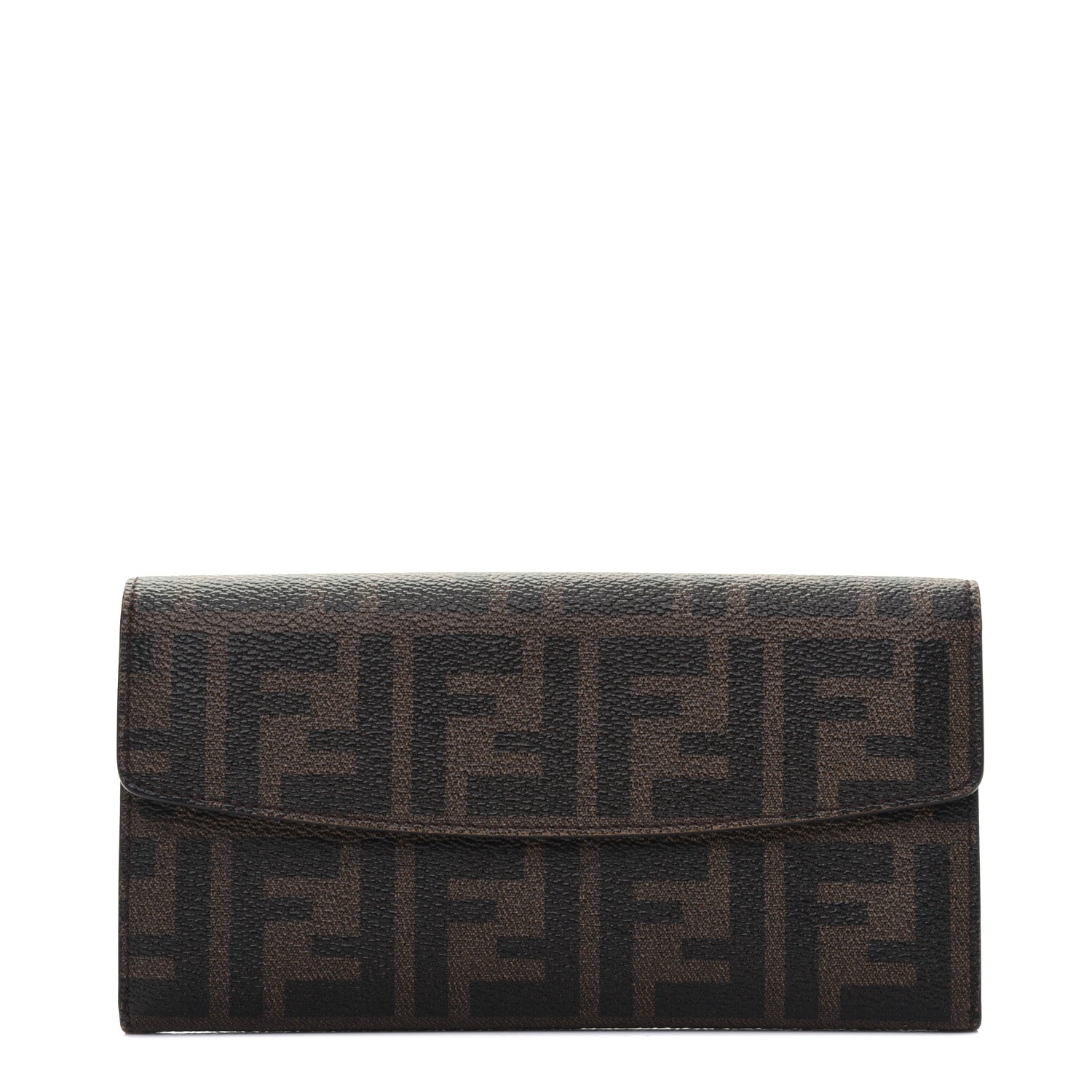 Fendi Zucca Spalmati Vitello Elite Simply Continental Wallet Tobacco Turchese 1 of 17