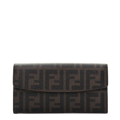 Fendi Zucca Spalmati Vitello Elite Simply Continental Wallet Tobacco Turchese 1 of 17