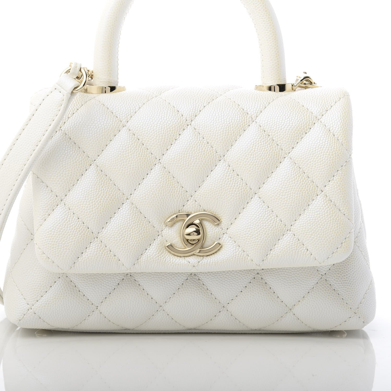 Chanel Iridescent Caviar Quilted Extra Mini Coco Handle Flap Ivory 8 of 11