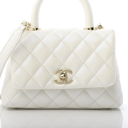 Chanel Iridescent Caviar Quilted Extra Mini Coco Handle Flap Ivory 8 of 11