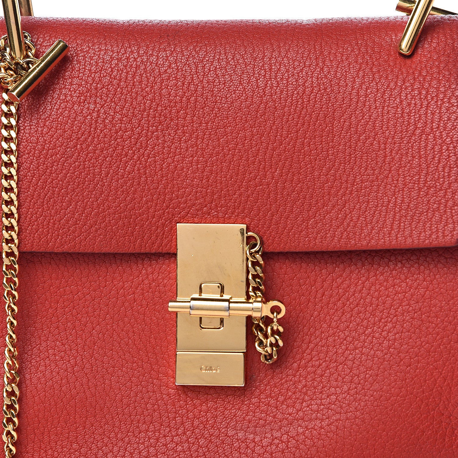 Chloe Grained Lambskin Drew Shoulder Bag Plaid Red 18 of 18
