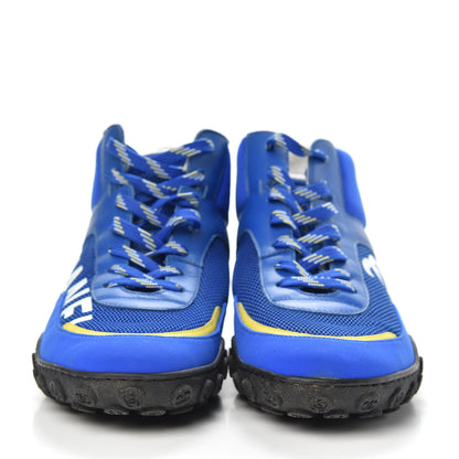 Chanel Calfskin Mesh Lycra Womens Logo High Top Sneakers 38 Blue 2 of 7