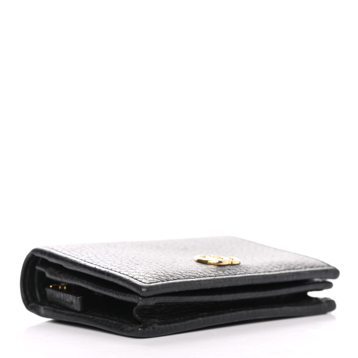 Pebbled Calfskin GG Marmont Card Case Black