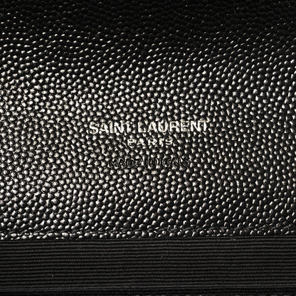 Saint Laurent Grain De Poudre Matelasse Chevron Monogram Envelope Clutch Black 6 of 7