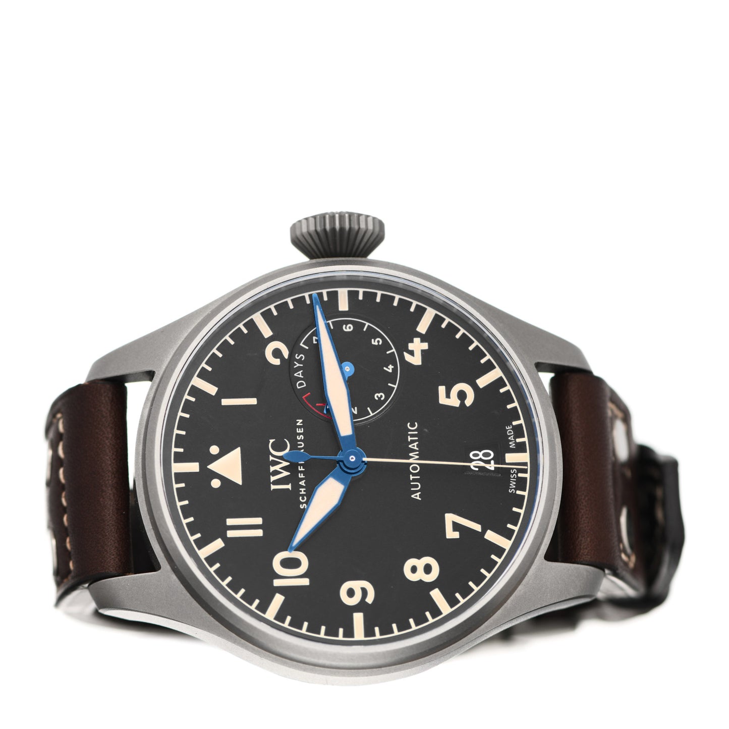 Titanium Calfskin 46mm Big Pilot Heritage Automatic Watch Black IW501004
