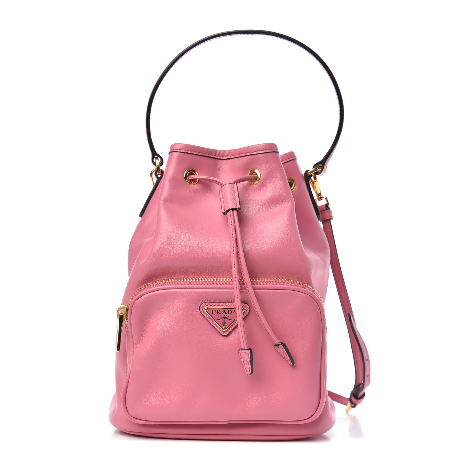 Prada Soft Calfskin Saffiano Mini Bucket Crossbody Bag Peonia 1 of 8