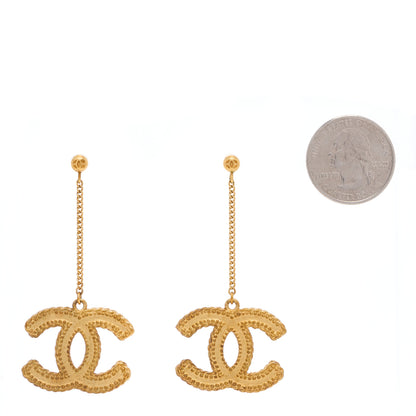 Chanel CC Drop Earrings Matte Gold 2 of 4