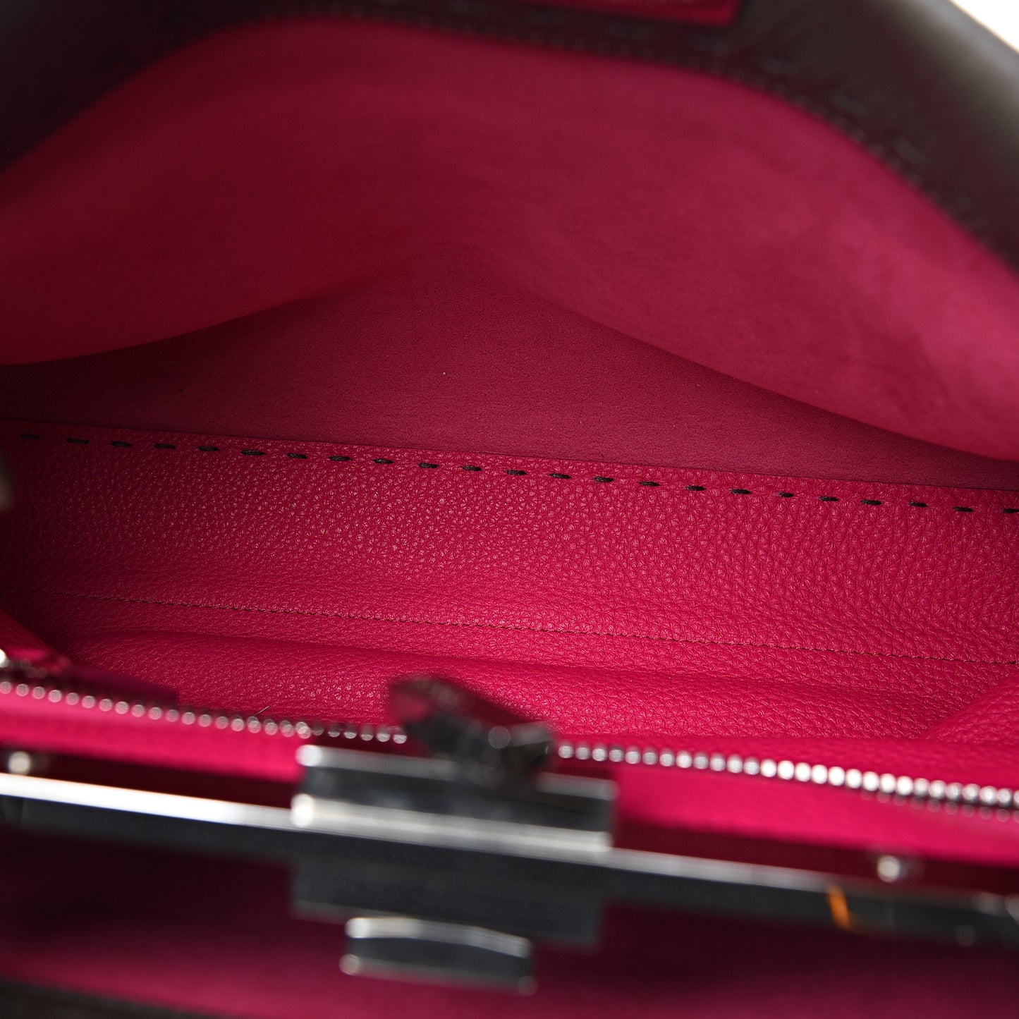 Cuoio Romano Alcantara Selleria Medium Peekaboo Iconic Satchel Grey Fuchsia