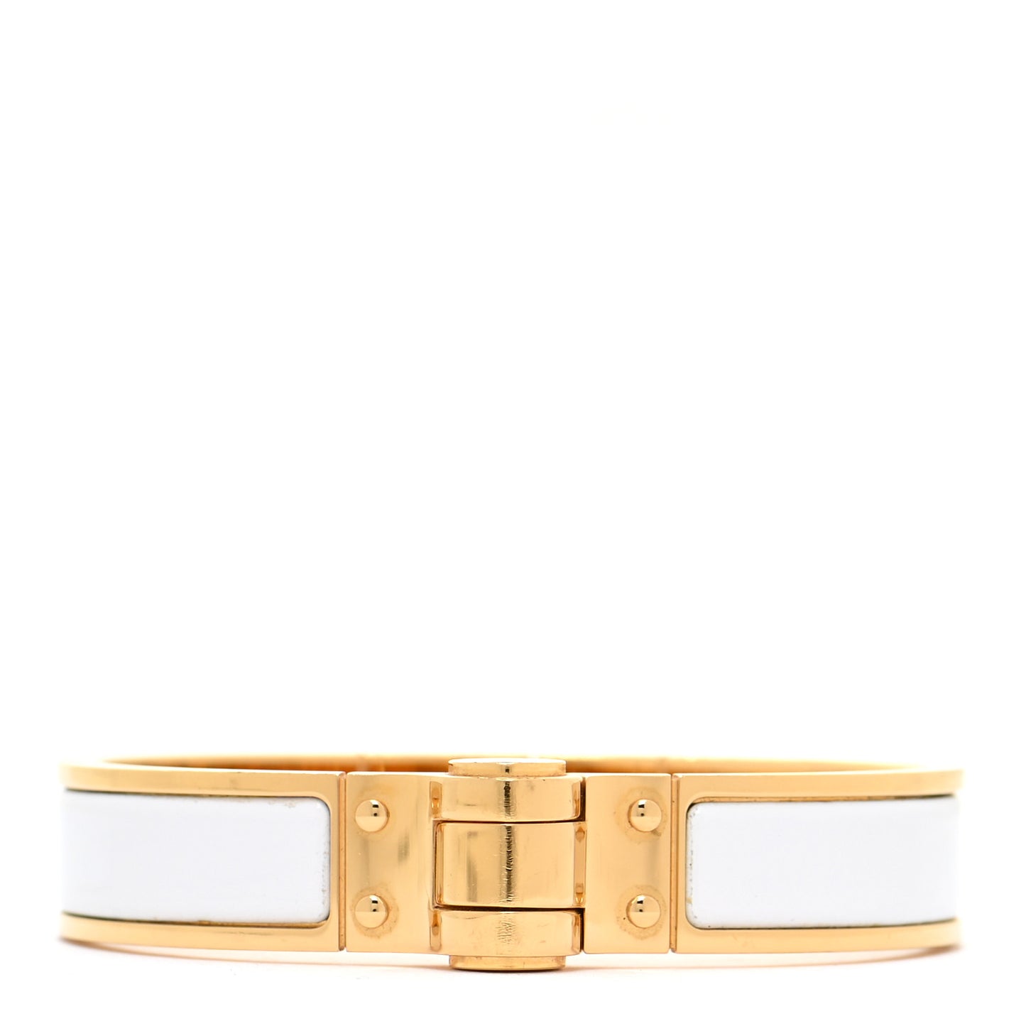 Enamel Charniere Uni Narrow Hinged Bracelet S White