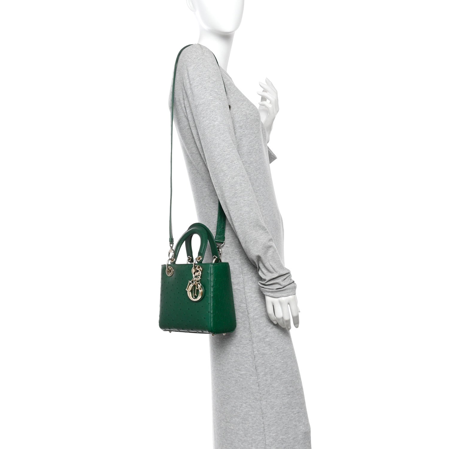 Christian Dior Ostrich Small Lady Dior Green 1915647 – FASHIONPHILE