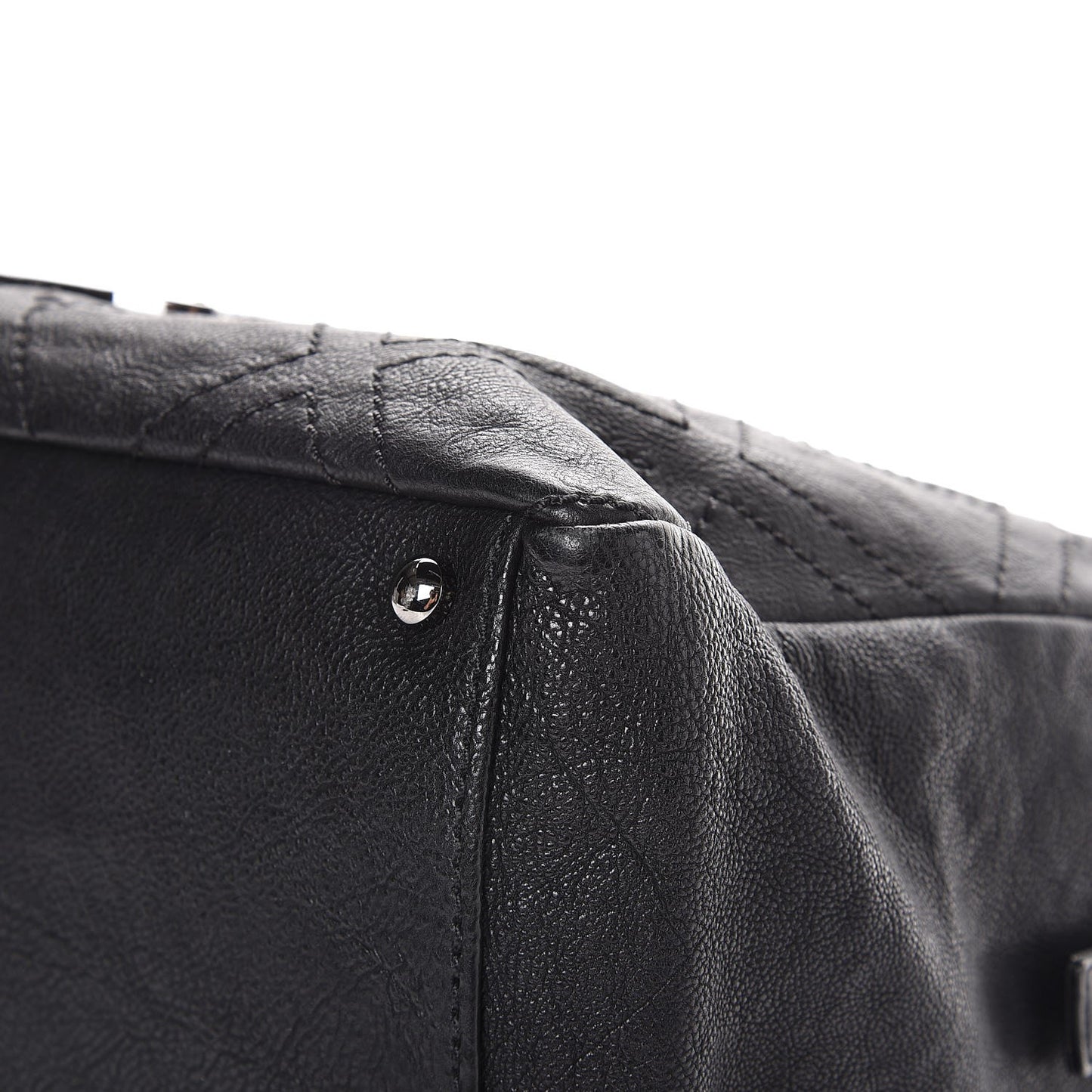 Calfskin Large Diamond Stitch Tote Black