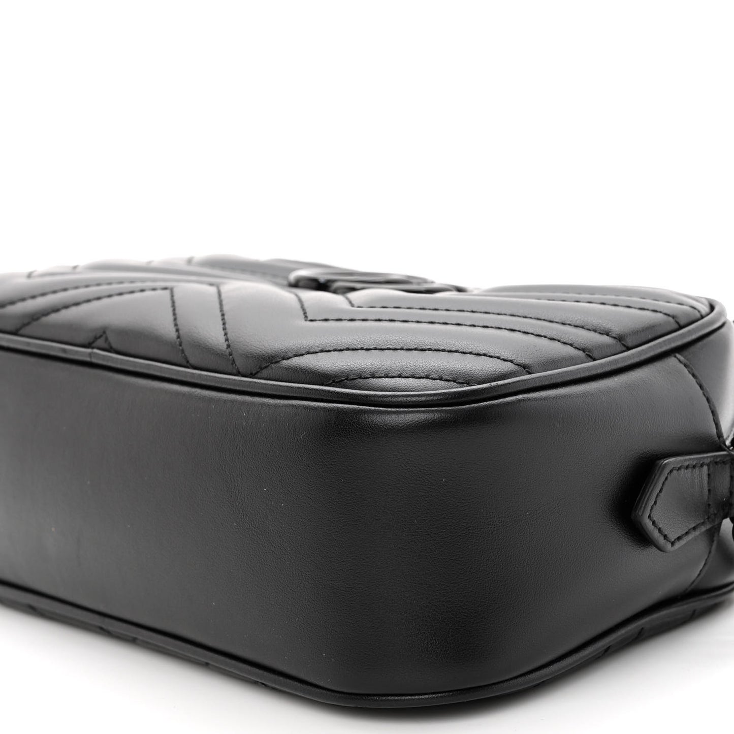 Calfskin Matelasse Monochrome Small GG Marmont Chain Shoulder Bag Black