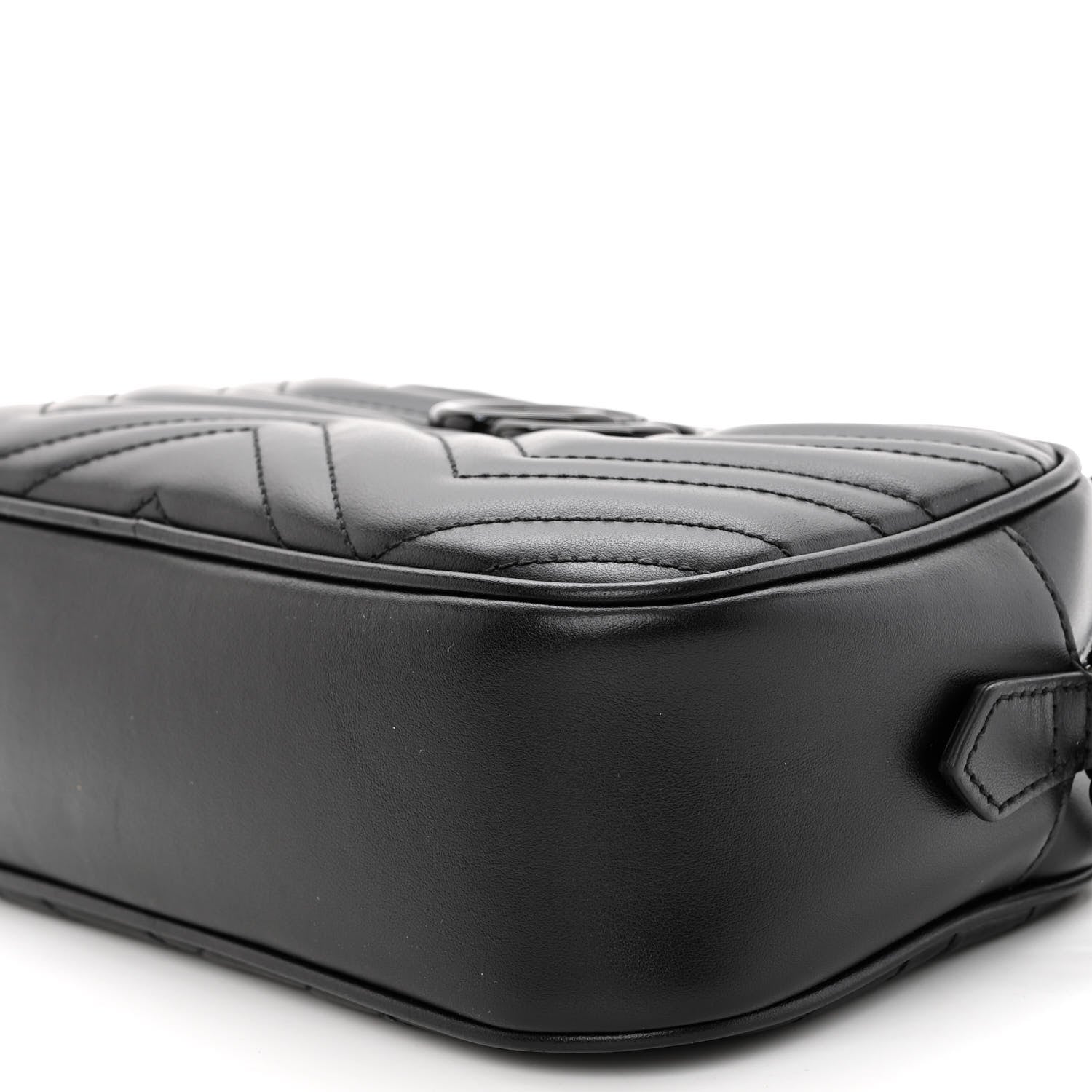 Gucci Calfskin Matelasse Monochrome Small GG Marmont Chain Shoulder Bag Black 9 of 10