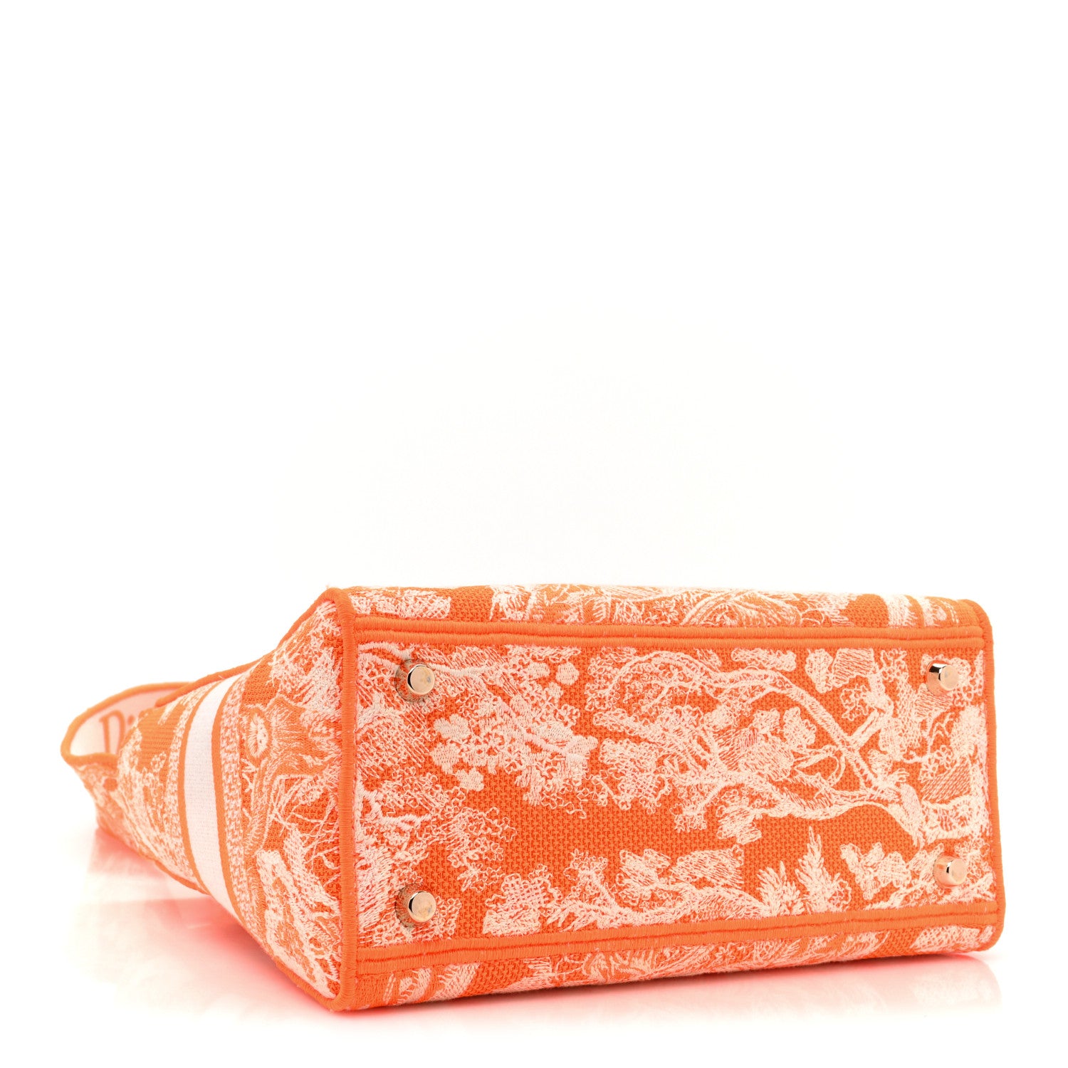 Christian Dior Canvas Toile De Jouy Reverse Embroidered Medium Lady D-Lite Fluorescent Orange 4 of 8