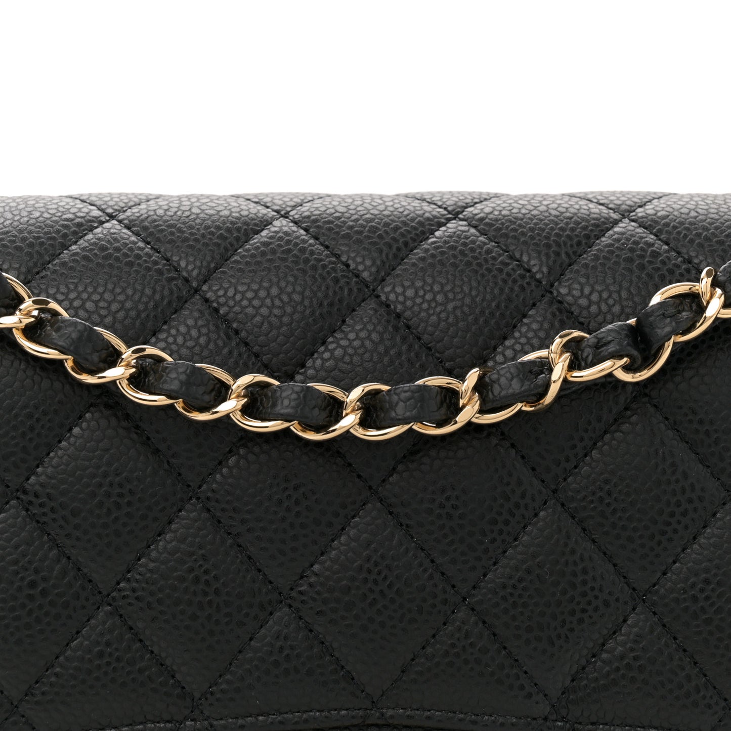 Caviar Quilted Medium Double Flap Black