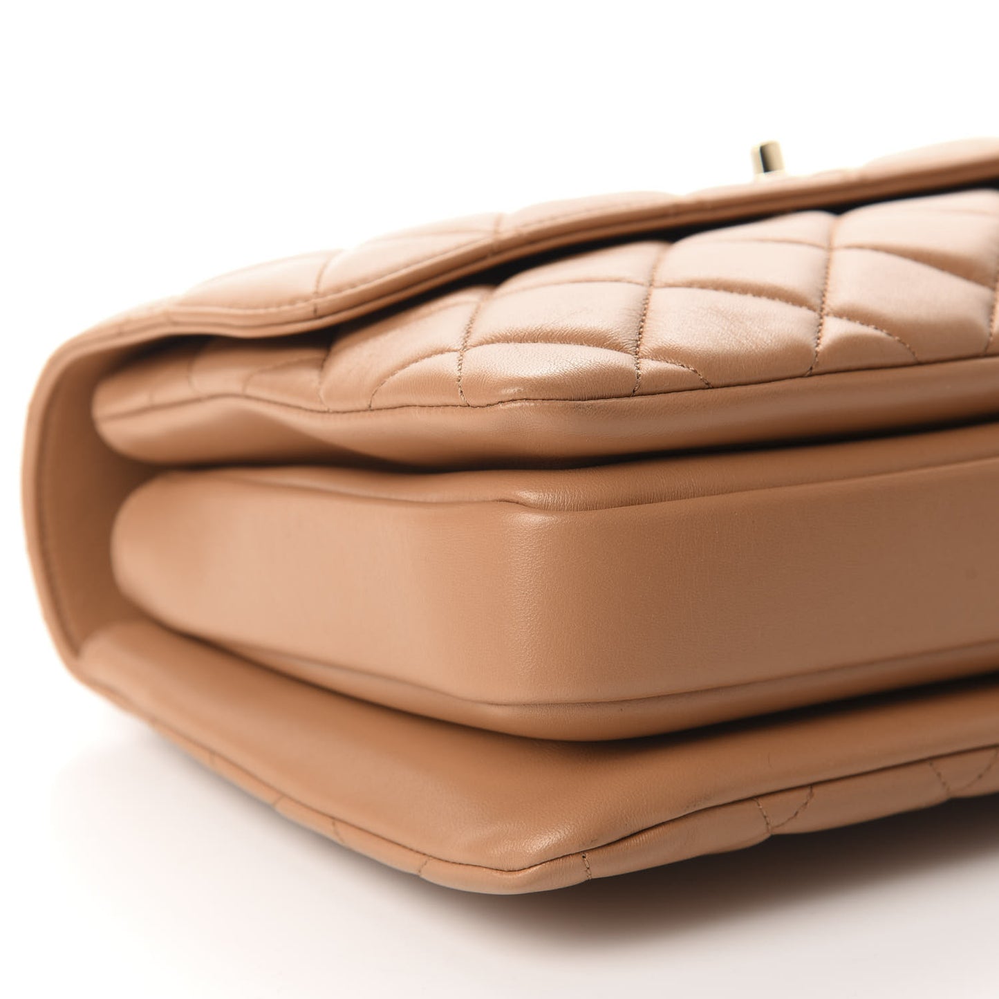 Lambskin Quilted Medium Trendy CC Flap Dual Handle Bag Light Brown