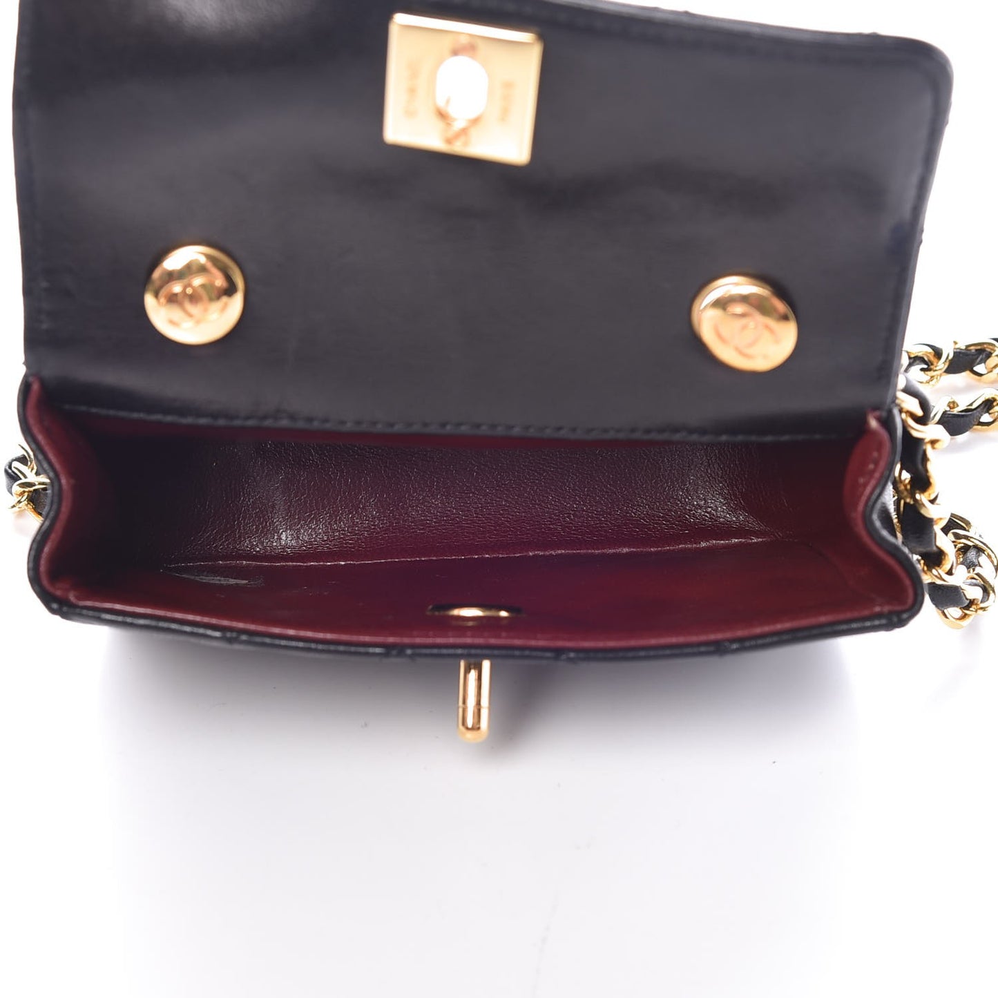 Lambskin Quilted Extra Mini Flap Black