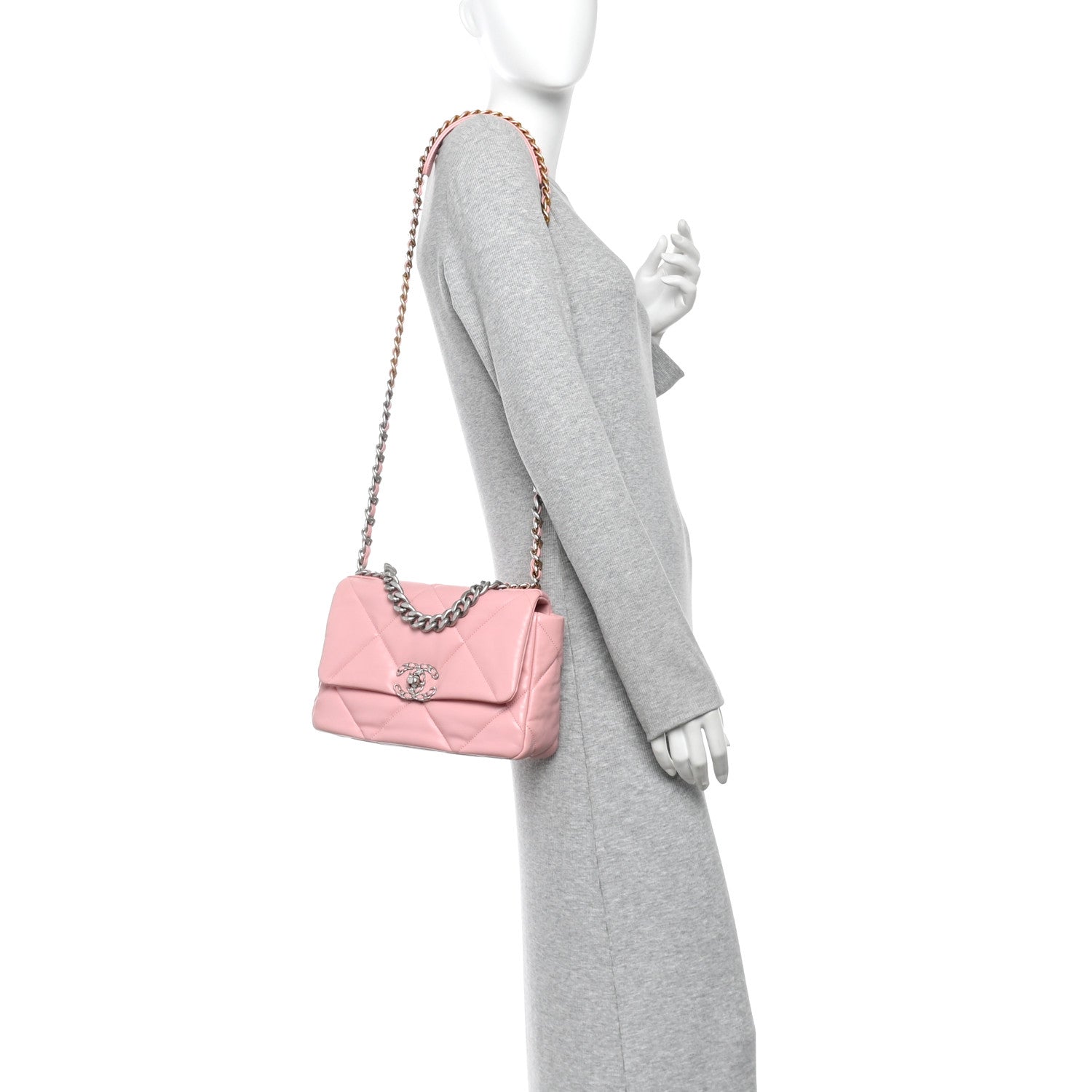 Chanel Lambskin Quilted Medium Chanel 19 Flap Light Pink 2 of 10