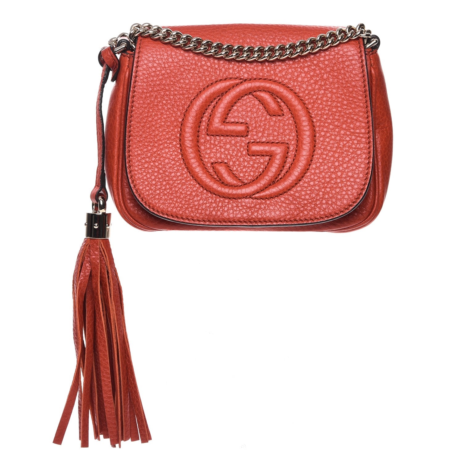 Gucci Pebbled Calfskin Small Soho Flap Crossbody Sun Orange 1 of 9