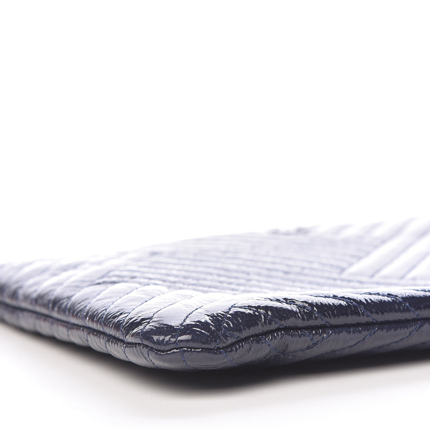 Distressed Patent Chevron Quilted Medium CC Crossing Cosmetic Case Blue