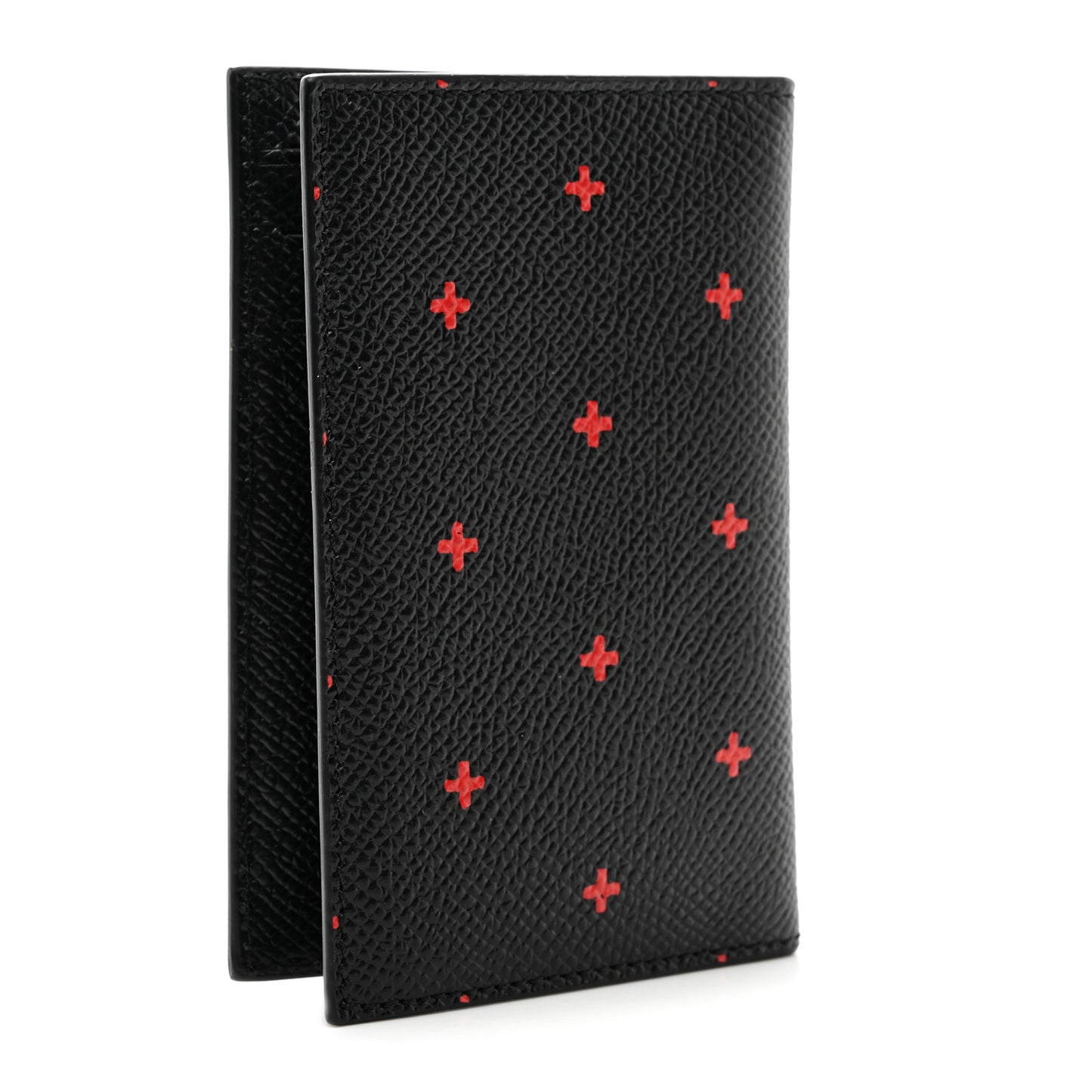 Calfskin Cross Folding Card Holder Black