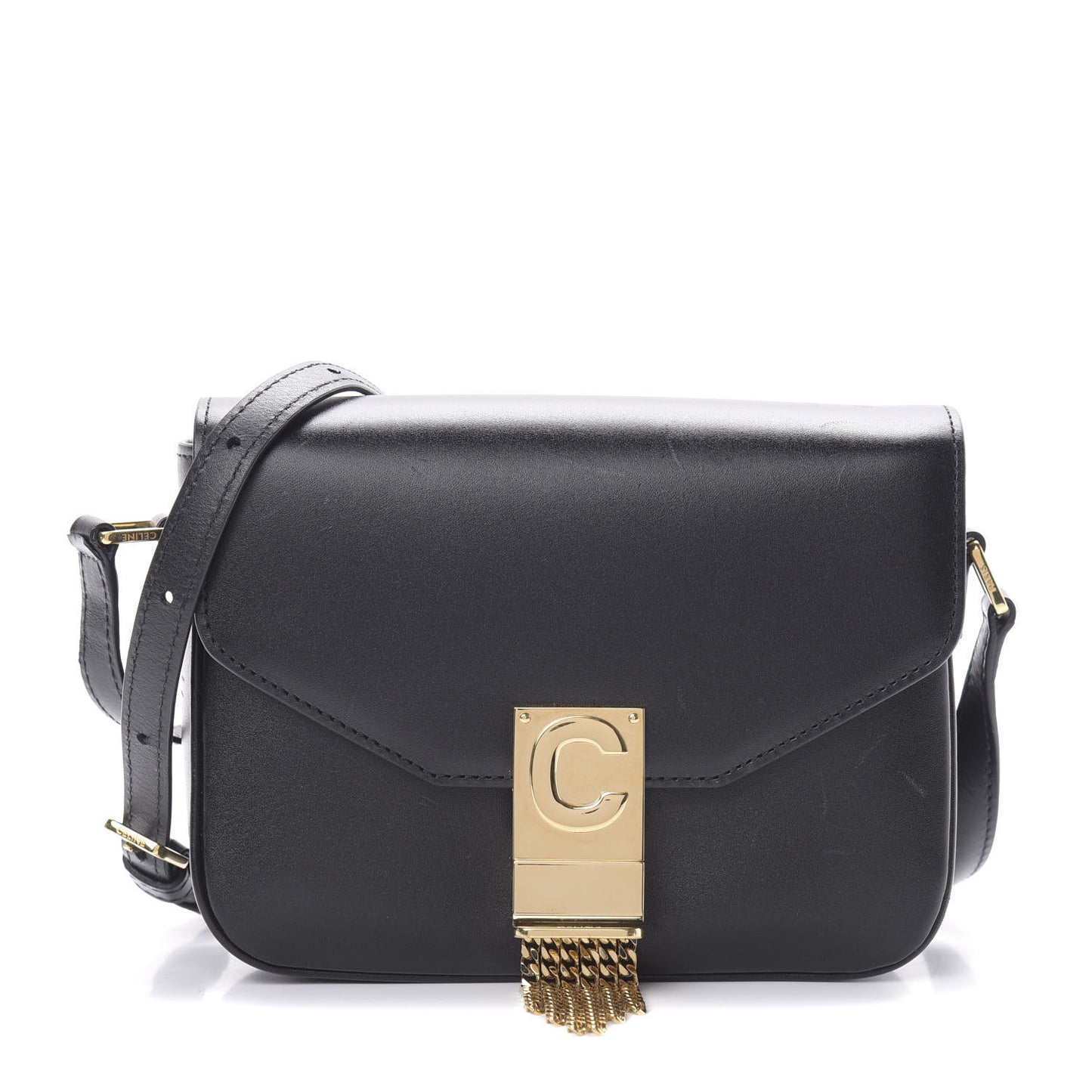 Shiny Calfskin Small C Bag Black