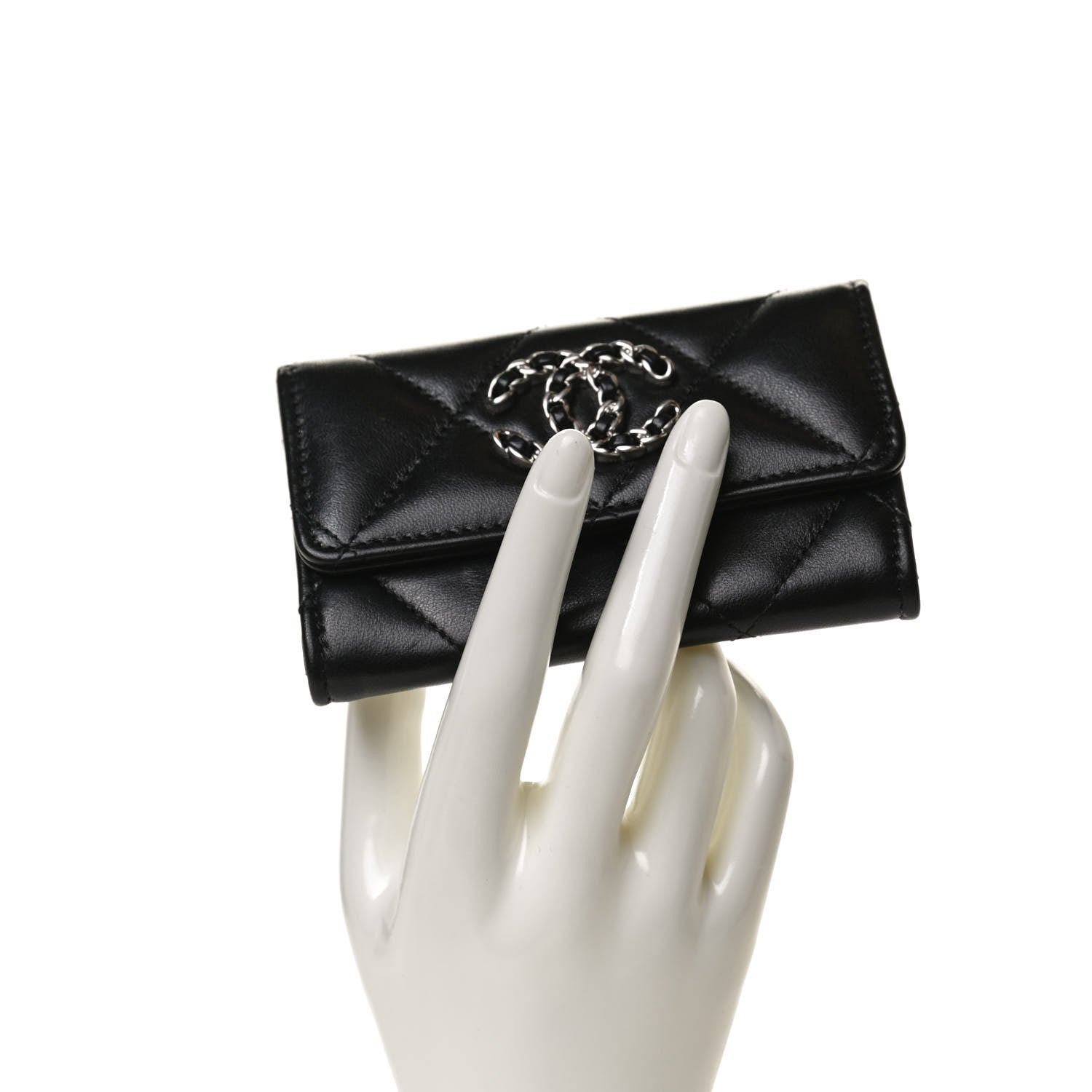 Chanel Lambskin Quilted Chanel 19 Flap Card Holder Black 2 of 12