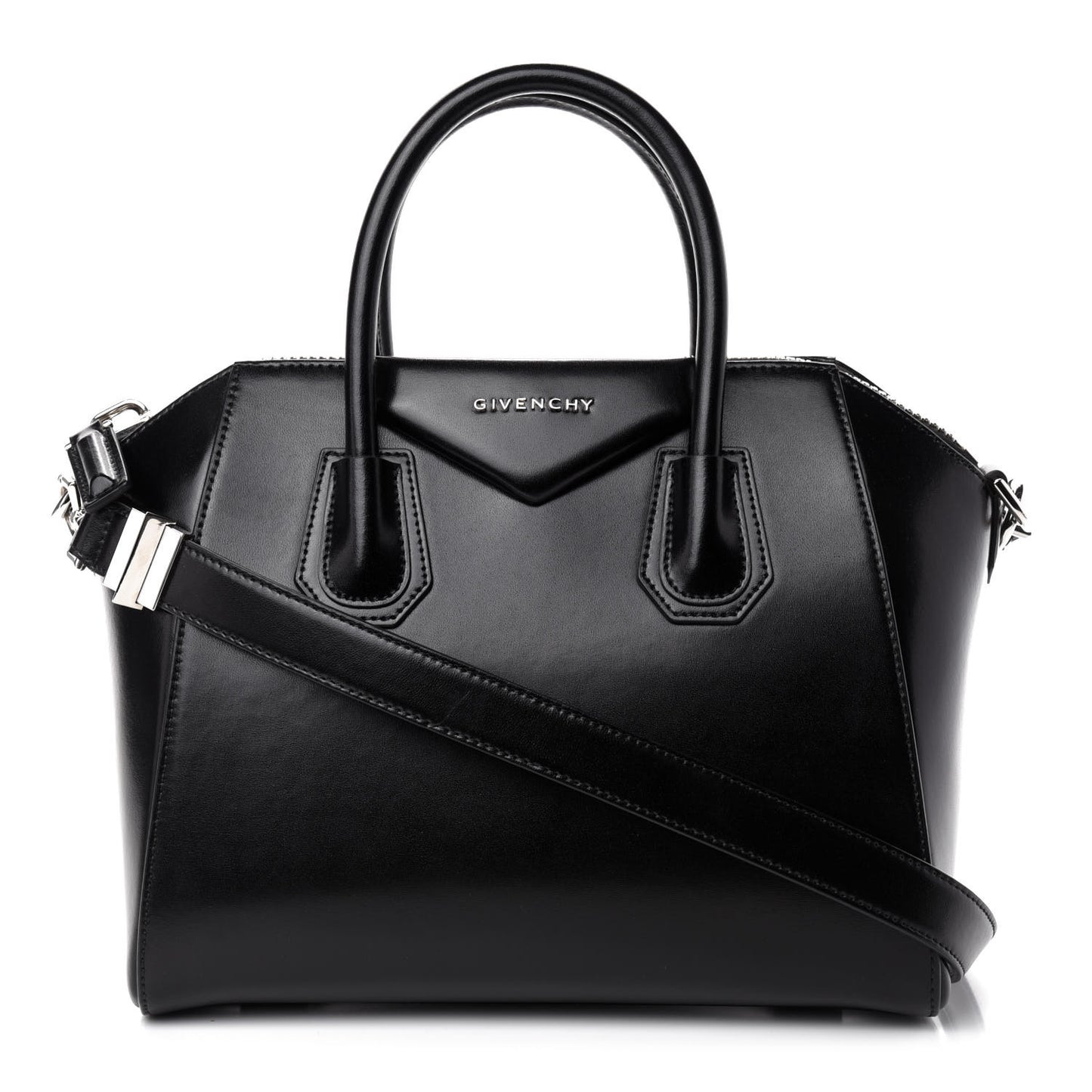 Shiny Lord Calfskin Small Antigona Black