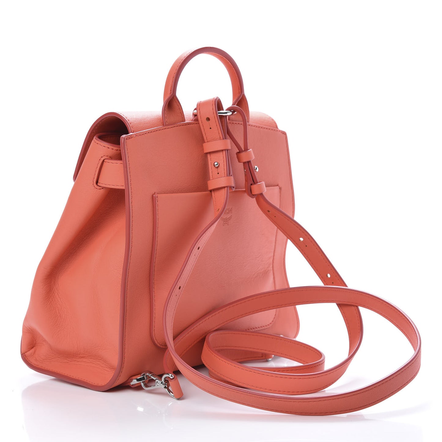 Calfskin Essential Monogram Small Backpack Hot Coral