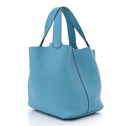 Hermes Taurillon Clemence Picotin Lock 22 MM Bleu du Nord 3 of 10