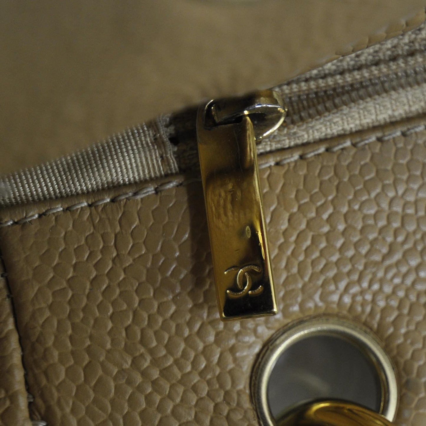 Caviar Petit Shopping Tote PST Beige